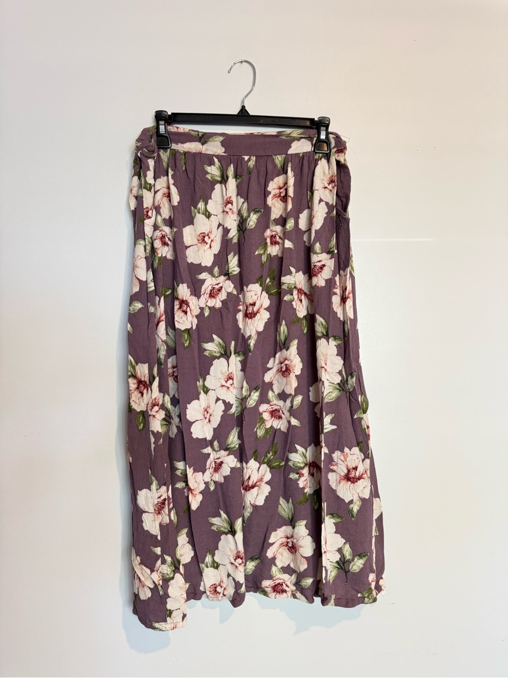 Maxi Floral Skirt in Mauve with Cream Blossoms